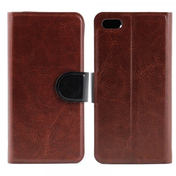 Wholesale iPhone 4S 4 Slim Flip Leather Wallet Case (Brown - Black)